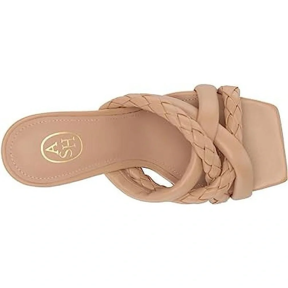 ASH Mina Bis Braided Square Toe Sandals in Skin
